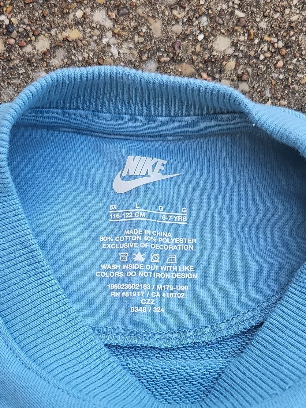 Nike Vivid Teal Blue  Ruffle-Sleeve Crewneck Sweatshirt with White Logo Girls 6X